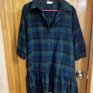Pink Lily Plaid Dress in Blue and Green